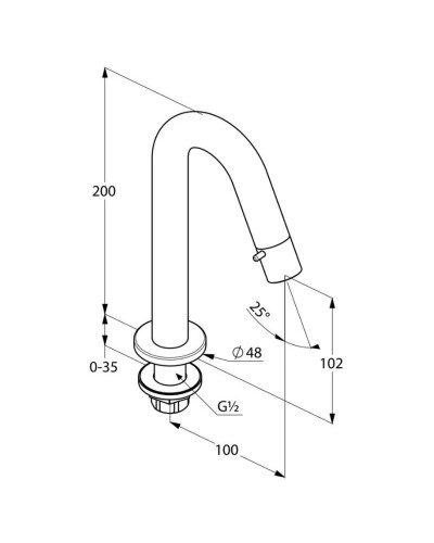 Вентиль на одну подводку без донного клапана Kludi Bozz 380160530