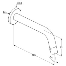 Настенный вентиль с управлением в изливе без донного клапана Kludi Bozz 380180530