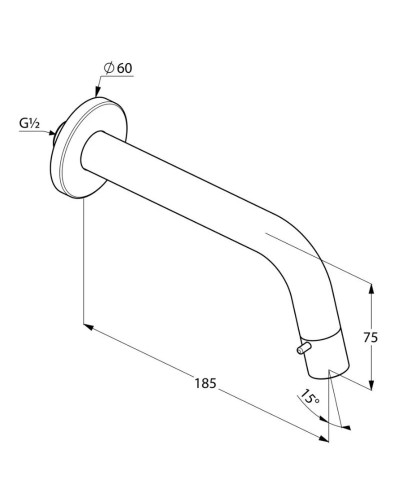 Настенный вентиль с управлением в изливе без донного клапана Kludi Bozz 380180530