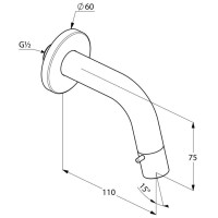 Настенный вентиль с управлением в изливе без донного клапана Kludi Bozz 380170530