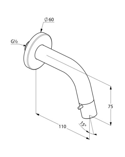 Настенный вентиль с управлением в изливе без донного клапана Kludi Bozz 380170530
