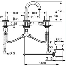 Смеситель для раковины с донным клапаном Kludi Bozz 383910576