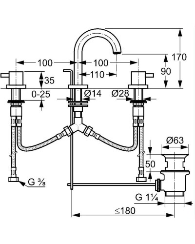Смеситель для раковины с донным клапаном Kludi Bozz 383910576