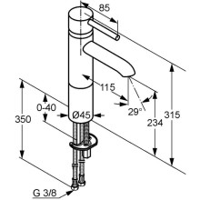 Смеситель для раковины без донного клапана Kludi Bozz 382960576