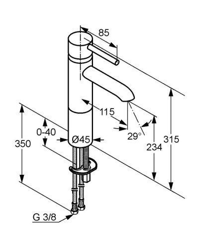 Смеситель для раковины без донного клапана Kludi Bozz 382960576