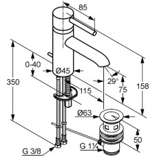 Смеситель для раковины с донным клапаном Kludi Bozz 382910576