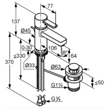 Смеситель для раковины с донным клапаном Kludi Zenta 382520575