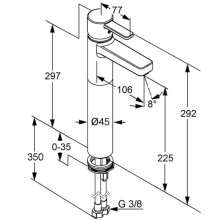 Смеситель для раковины без донного клапана Kludi Zenta 382560575