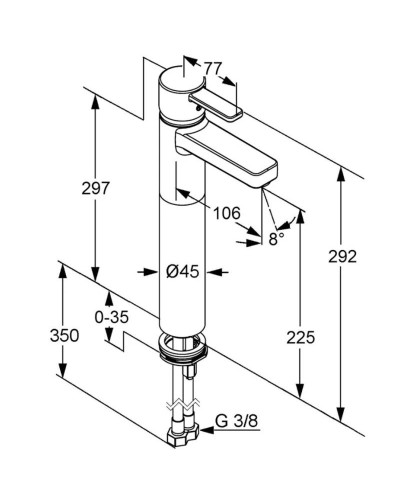 Смеситель для раковины без донного клапана Kludi Zenta 382560575