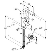 Смеситель для раковины с донным клапаном Kludi Zenta 420250575