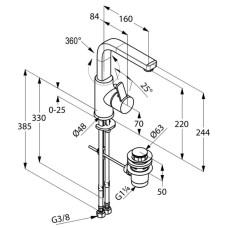 Смеситель для раковины с донным клапаном Kludi Zenta 420250575