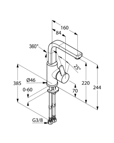 Смеситель для раковины без донного клапана Kludi Zenta 420260575