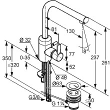 Смеситель для раковины с донным клапаном Kludi Zenta 382940575
