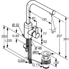 Смеситель для раковины с донным клапаном Kludi Zenta 382940575