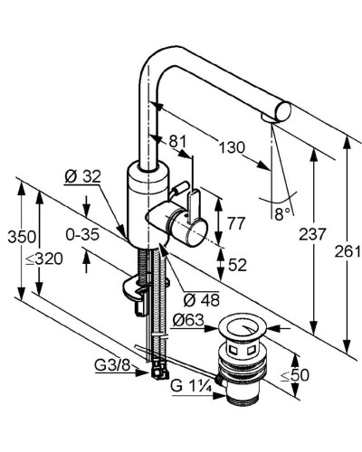 Смеситель для раковины с донным клапаном Kludi Zenta 382940575