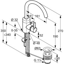 Смеситель для раковины с донным клапаном Kludi Zenta 382550575