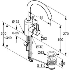 Смеситель для раковины с донным клапаном Kludi Zenta 382550575