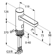 Смеситель для раковины электроннный 9V без донного клапана Kludi Zenta 3810205
