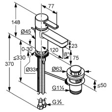 Смеситель для раковины с донным клапаном Kludi Zenta 382609175