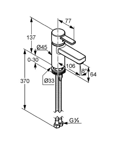 Смеситель для раковины без донного клапана Kludi Zenta 382519175