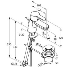 Смеситель для раковины с донным клапаном Kludi Logo Neo 372850575