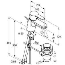 Смеситель для раковины с донным клапаном Kludi Logo Neo 372850575