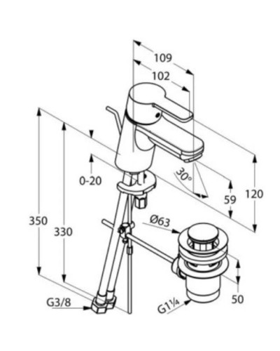 Смеситель для раковины с донным клапаном Kludi Logo Neo 372850575