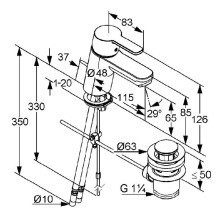 Смеситель для раковины с донным клапаном Kludi Logo Neo 372820575