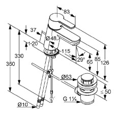 Смеситель для раковины с донным клапаном Kludi Logo Neo 372820575
