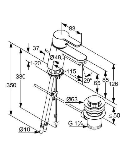 Смеситель для раковины с донным клапаном Kludi Logo Neo 372820575