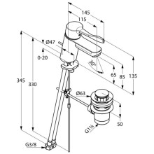 Смеситель для раковины с донным клапаном Kludi Logo Neo Care 372840575