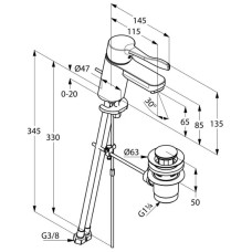 Смеситель для раковины с донным клапаном Kludi Logo Neo Care 372840575