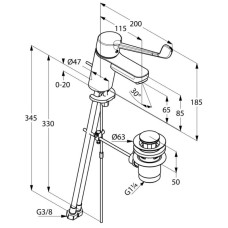 Смеситель для раковины с донным клапаном Kludi Logo Neo Care 372870575