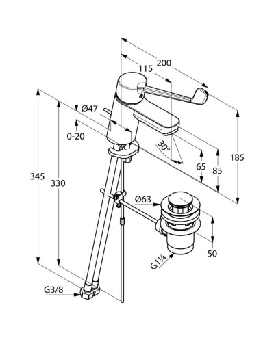 Смеситель для раковины с донным клапаном Kludi Logo Neo Care 372870575