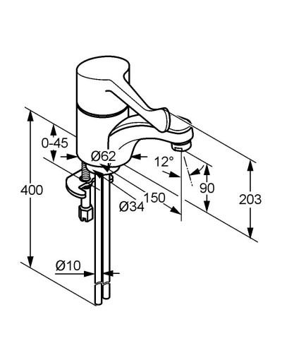 Смеситель для раковины без донного клапана Kludi Medi Care 341120524