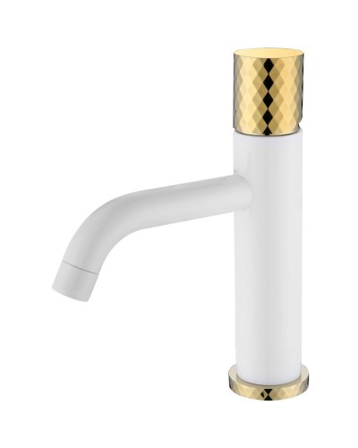 Смеситель для раковины Boheme Stick 121-WG Белый Золото