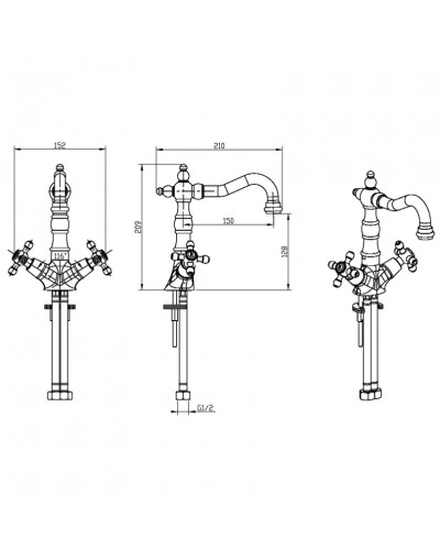 Смеситель для раковины Boheme Camelia 292 Золото