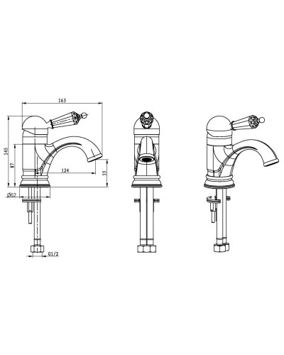 Смеситель для раковины Boheme Imperiale Presente 321 Золото