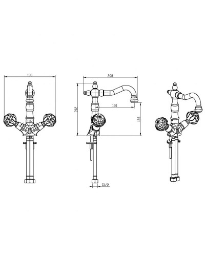Смеситель для раковины Boheme Imperiale Presente 332 Золото