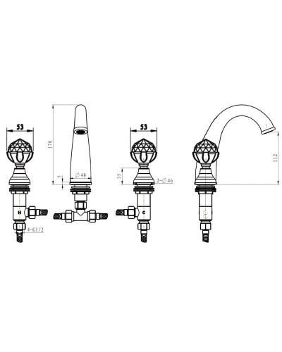 Смеситель для раковины Boheme Imperiale Presente 337 Золото