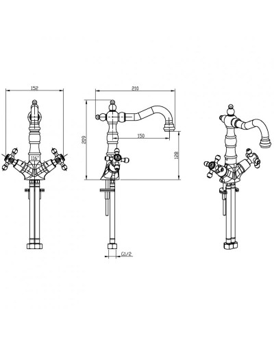 Смеситель для раковины Boheme Satine 292-ST Золото