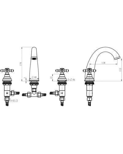 Смеситель для раковины Boheme Satine 297-ST Золото