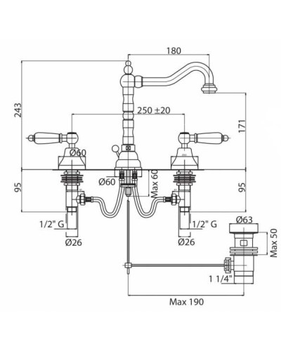 Смеситель для раковины Cezares First FIRST-BLS2-02-Bi Бронза