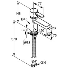 Смеситель для раковины Kludi Zenta XL 382620575 Хром