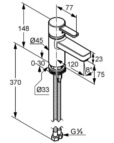 Смеситель для раковины Kludi Zenta XL 382620575 Хром