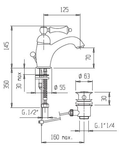 Смеситель для раковины Cezares Margot MARGOT-LSM1-01-M Хром