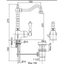 Смеситель для раковины Cezares Margot MARGOT-LSM2-03/24-M Золото 24 карата