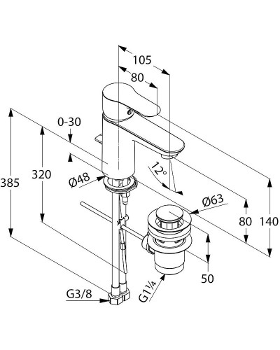 Смеситель для раковины Kludi Objekta 322330575 Хром