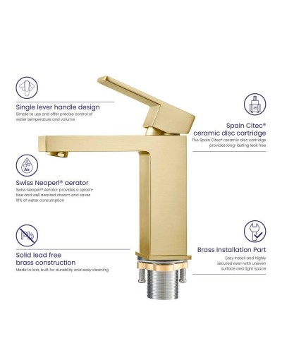 Смеситель для раковины Timo Selene 2061/17F Золото матовое