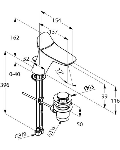 Смеситель для раковины Kludi Ambienta 530230575 Хром